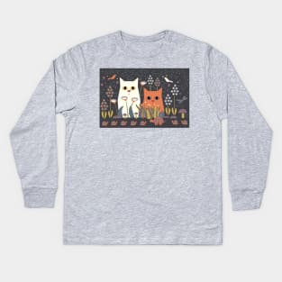 CATS IN A GARDEN Kids Long Sleeve T-Shirt